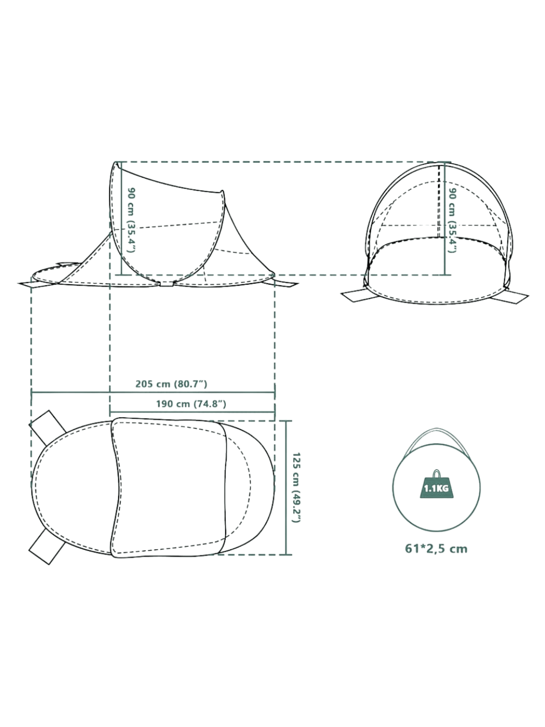 Tente de plage adulte pop-up 4 personnes
