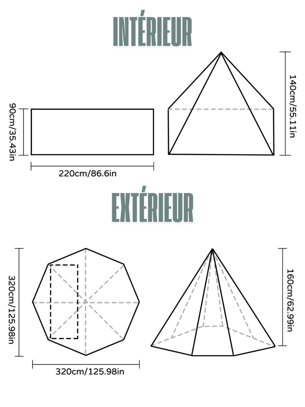 Tente tipi 2 places