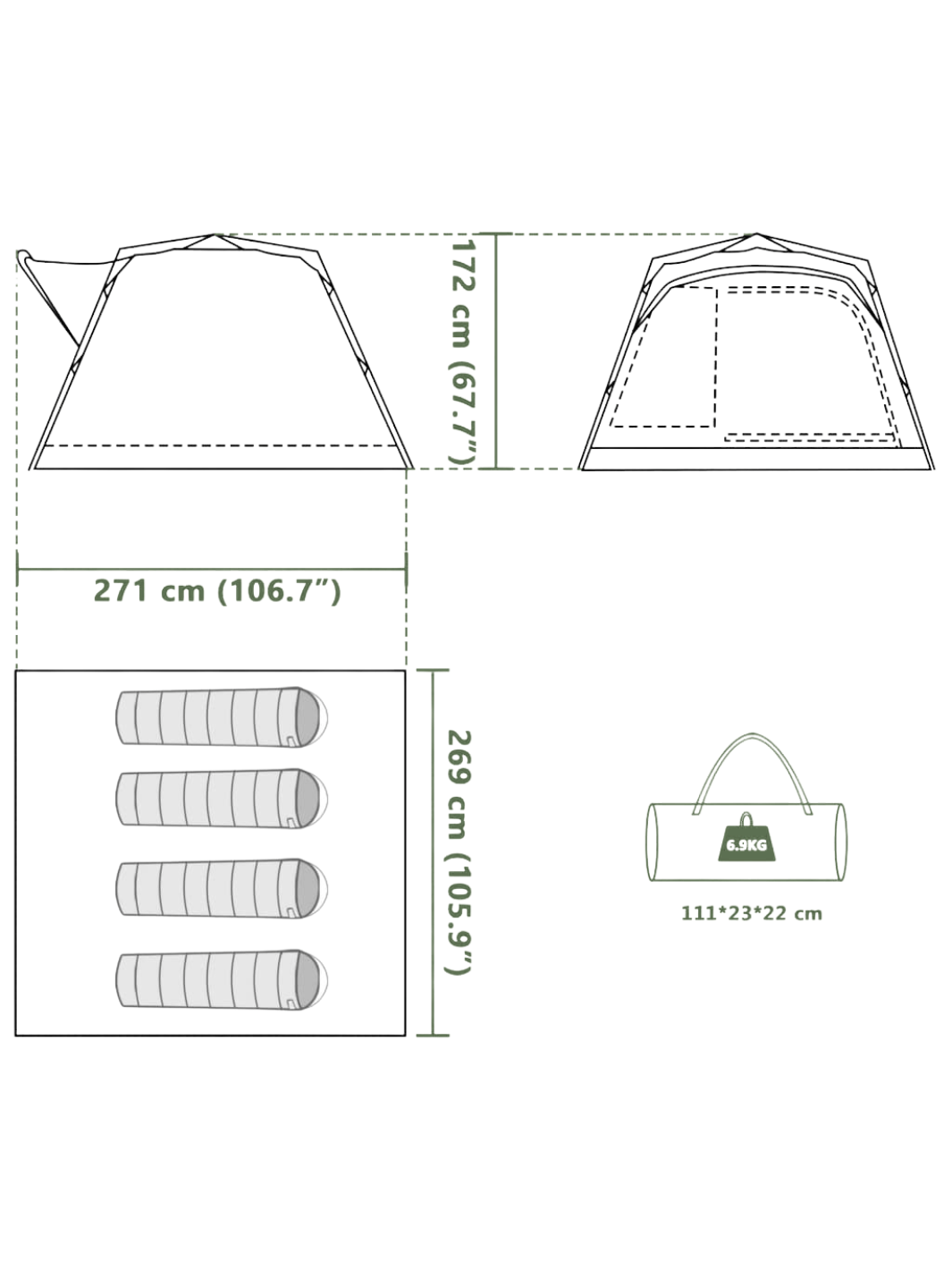 Tonnelle pêche carpe 4 personnes