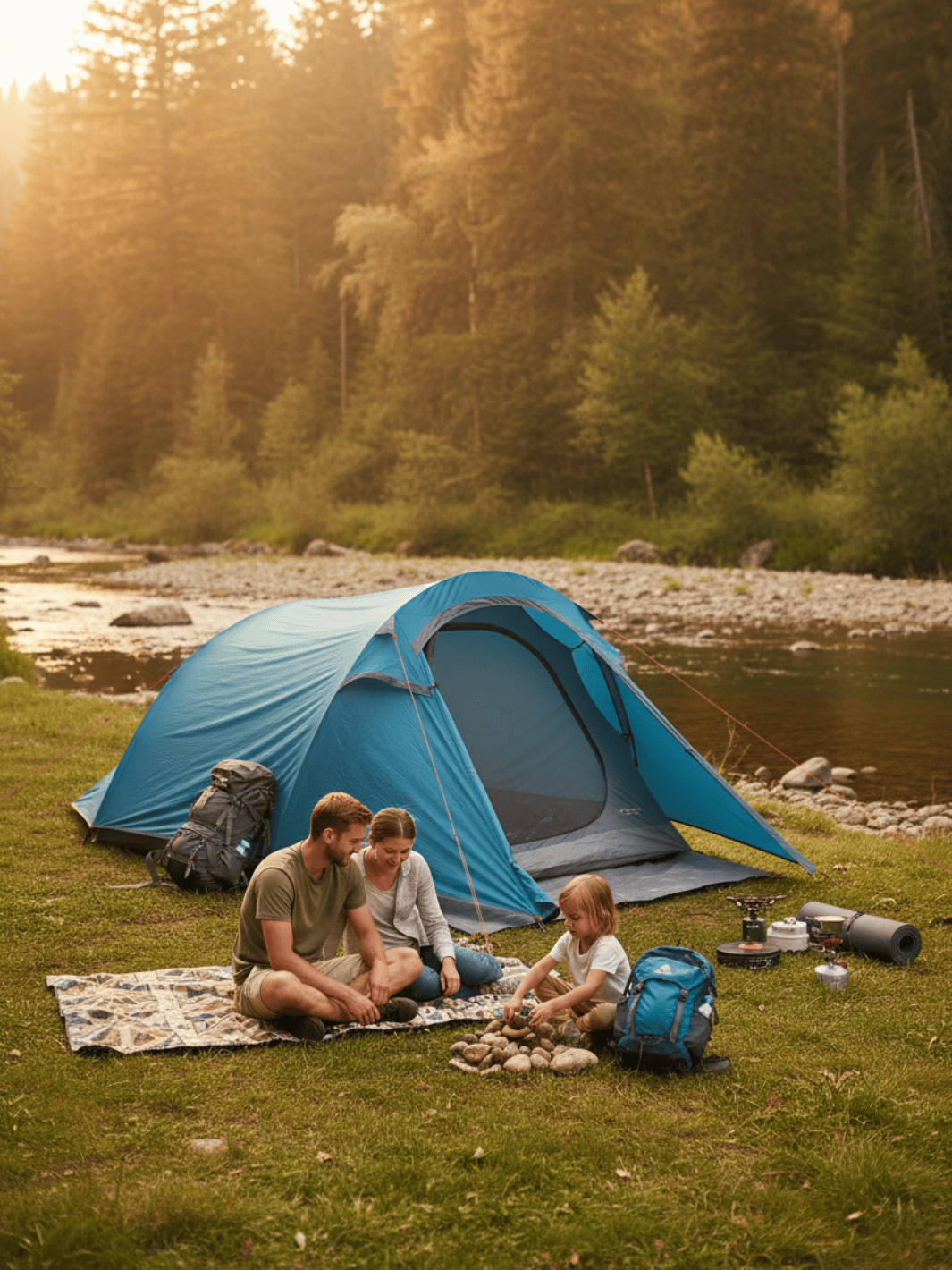 Tente de camping en toile 3 places