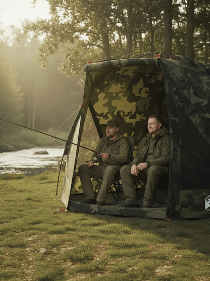 Tente de pecheur coupe vent camouflage