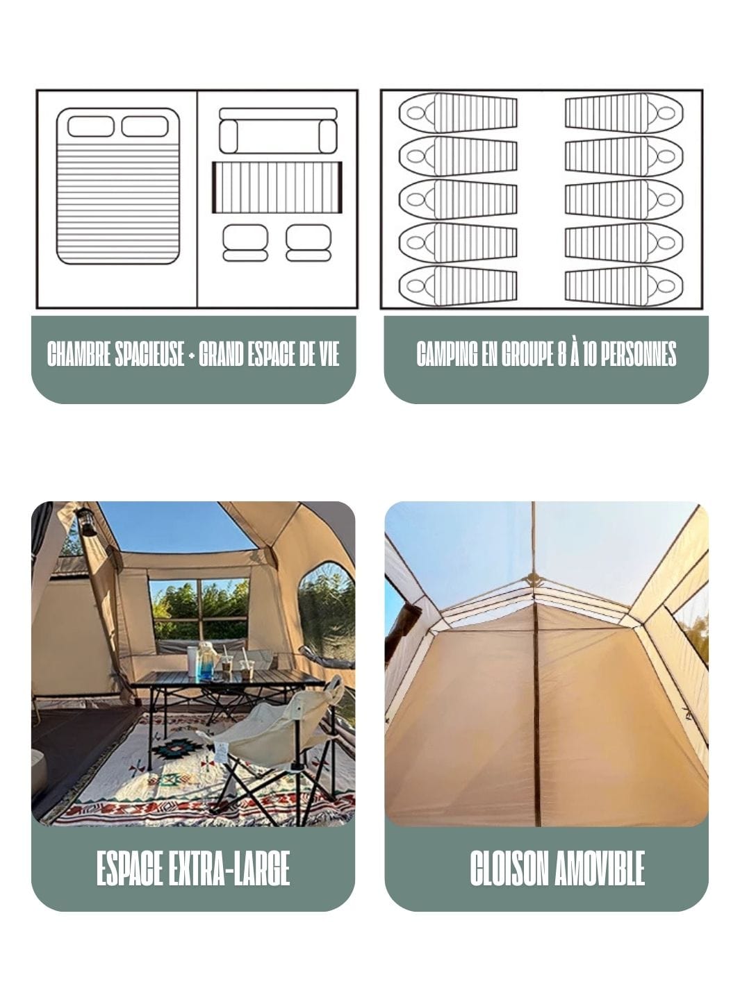tente familiale de camping 8 personnes
