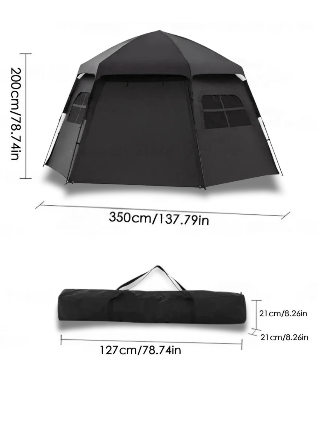tente hexagonale fresh and black