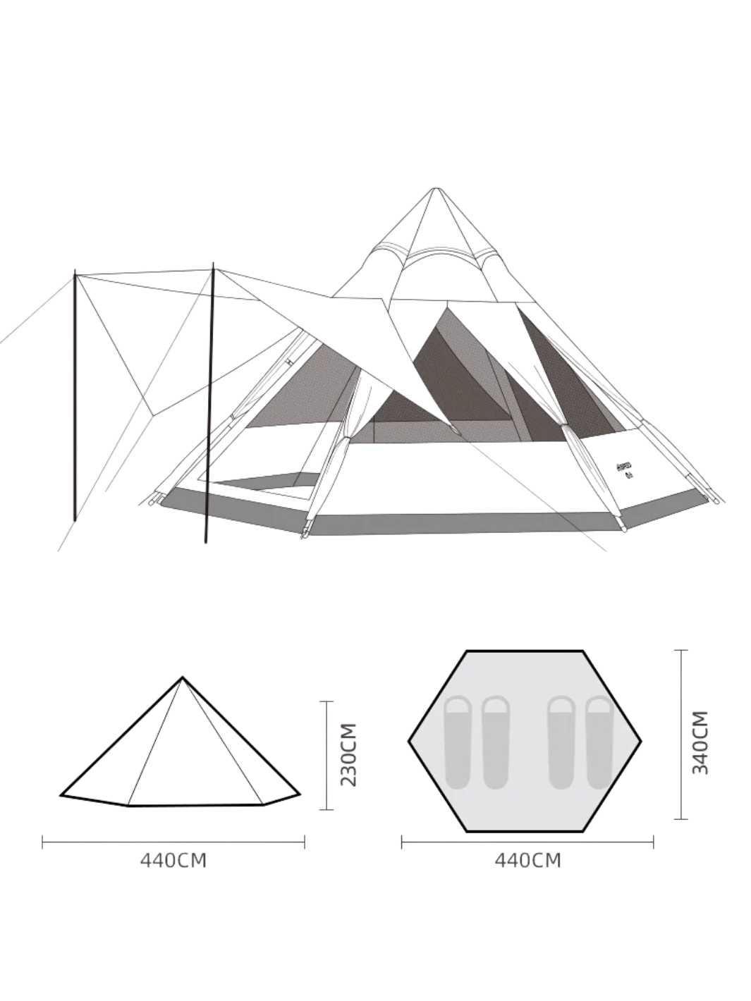 tente tipi exterieur 4 personnes